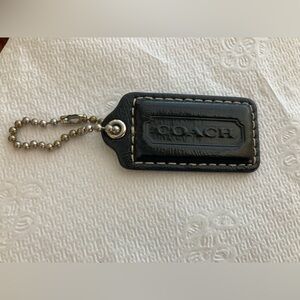 Coach Black Leather Tag with Silver Snake/Ball
Chain